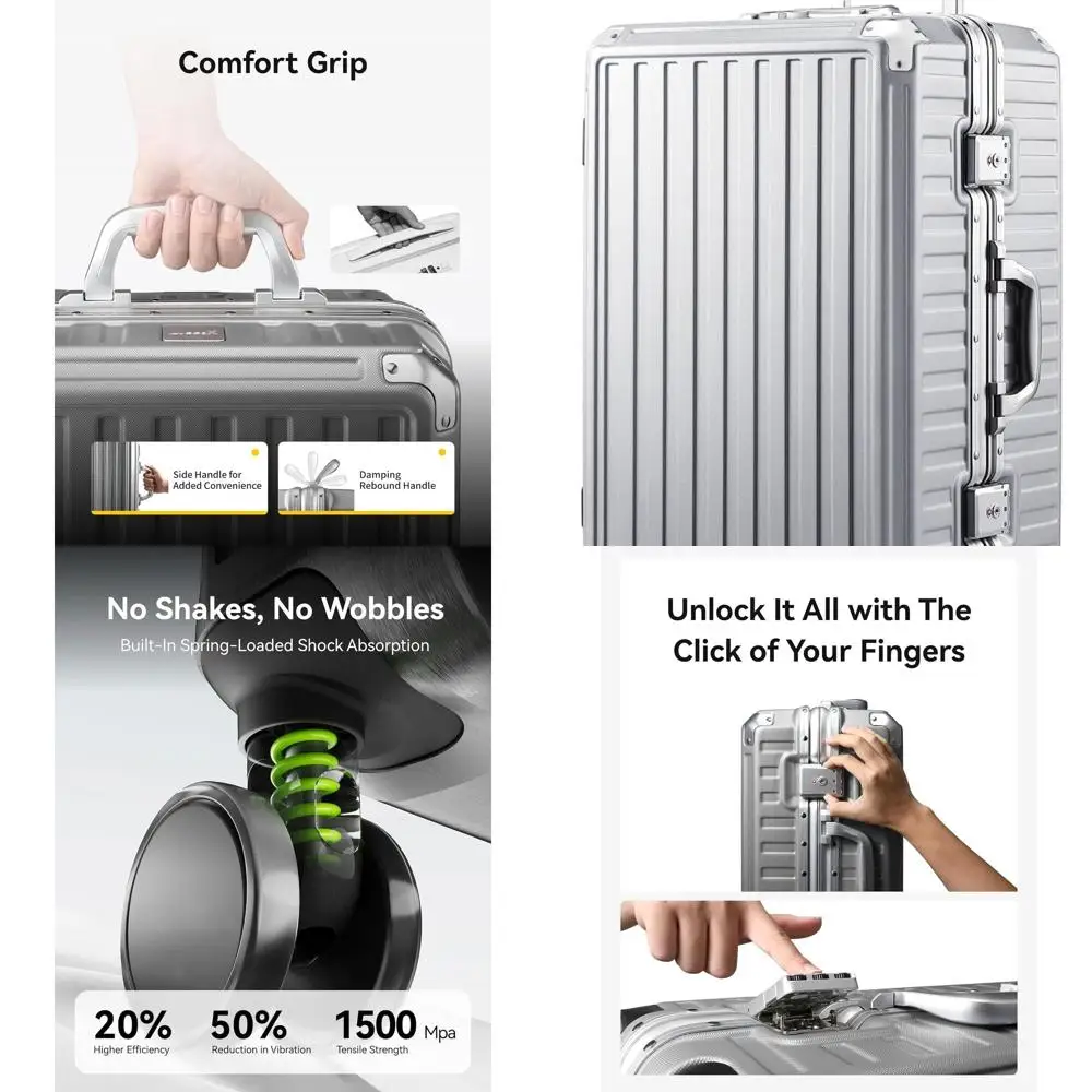 

24 Inch Spinner Luggage with Aluminum Frame and Zipperless Polycarbonate Shell