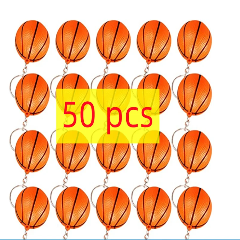 50 pcs Basketball Ball Keychains For Party Favors,Basketball Stress Ball,School Carnival Reward,Sports Centerpiece