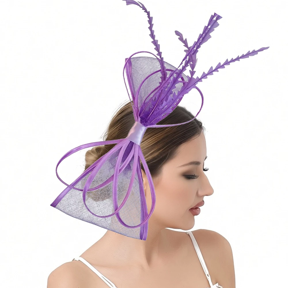 Solid Color Mesh Fascinator Wedding Hat Chapeau Cap Hair Clip for Women Bride Headwear for Cocktail Tea Party Hair accessories