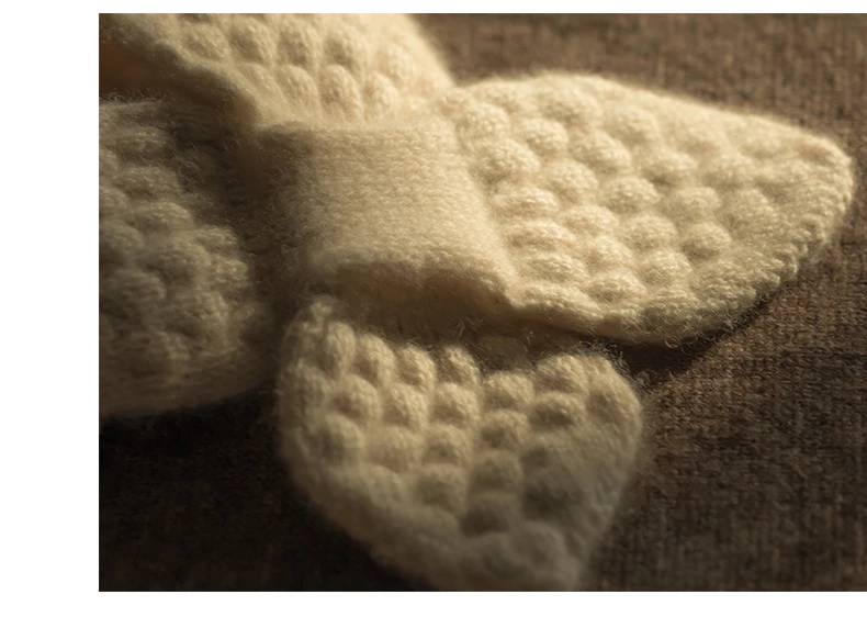 Frauen 100% Reinem Kaschmir Gestrickte Kleine Bowknot Schal Halstuch Moos Stich Weiche Hals Wärmer Ring Kragen Weibliche Boutique Acc – Detail 8