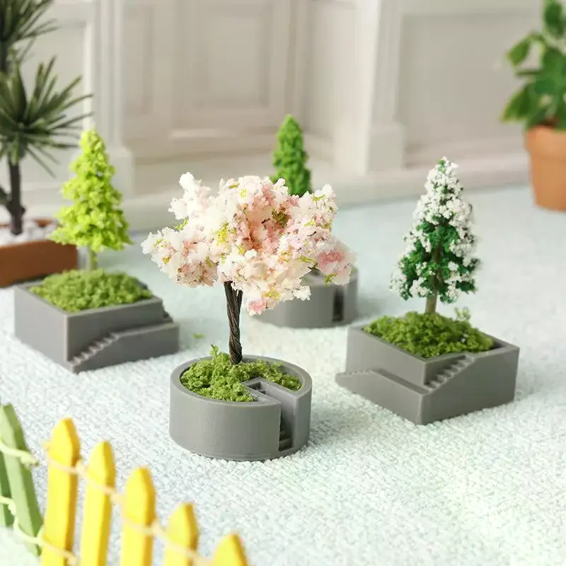Simulated Christmas Tree Cherry Blossom Tree Pine Tree Potted Plants Model Dollhouse Scene Decoration Micro Landscape Ornament