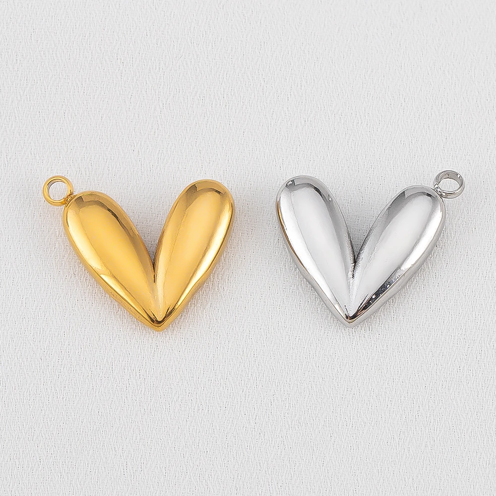 

10pcs Elegant Versatile 304 Stainless Steel 3D Heart Pendant For DIY Handmade Couple Best Friend Gift Jewelry Making Materials