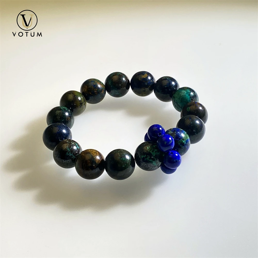 

Votum Natural Azurite Lapis Lazuli Bracelet for Men Women Blue Stone Chakra Healing Beaded Bracelets Gift for Him Jewelry