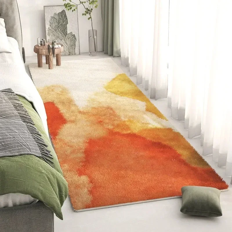 Fresh Light Green Long Plush Carpet Bedroom Wear Resistant Decorative Floor Rug Bed Blanket