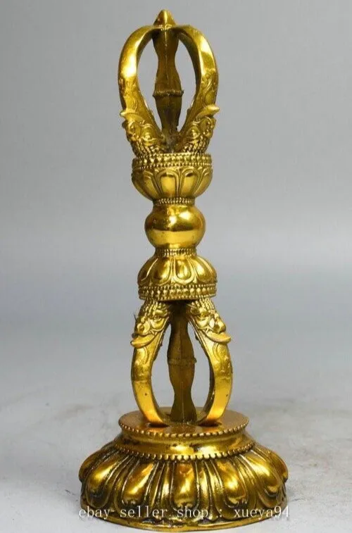

7.8'' Old Chinese Tibetan Brass Copper Dragon Head Vajra Dorje Phurpa Faqi