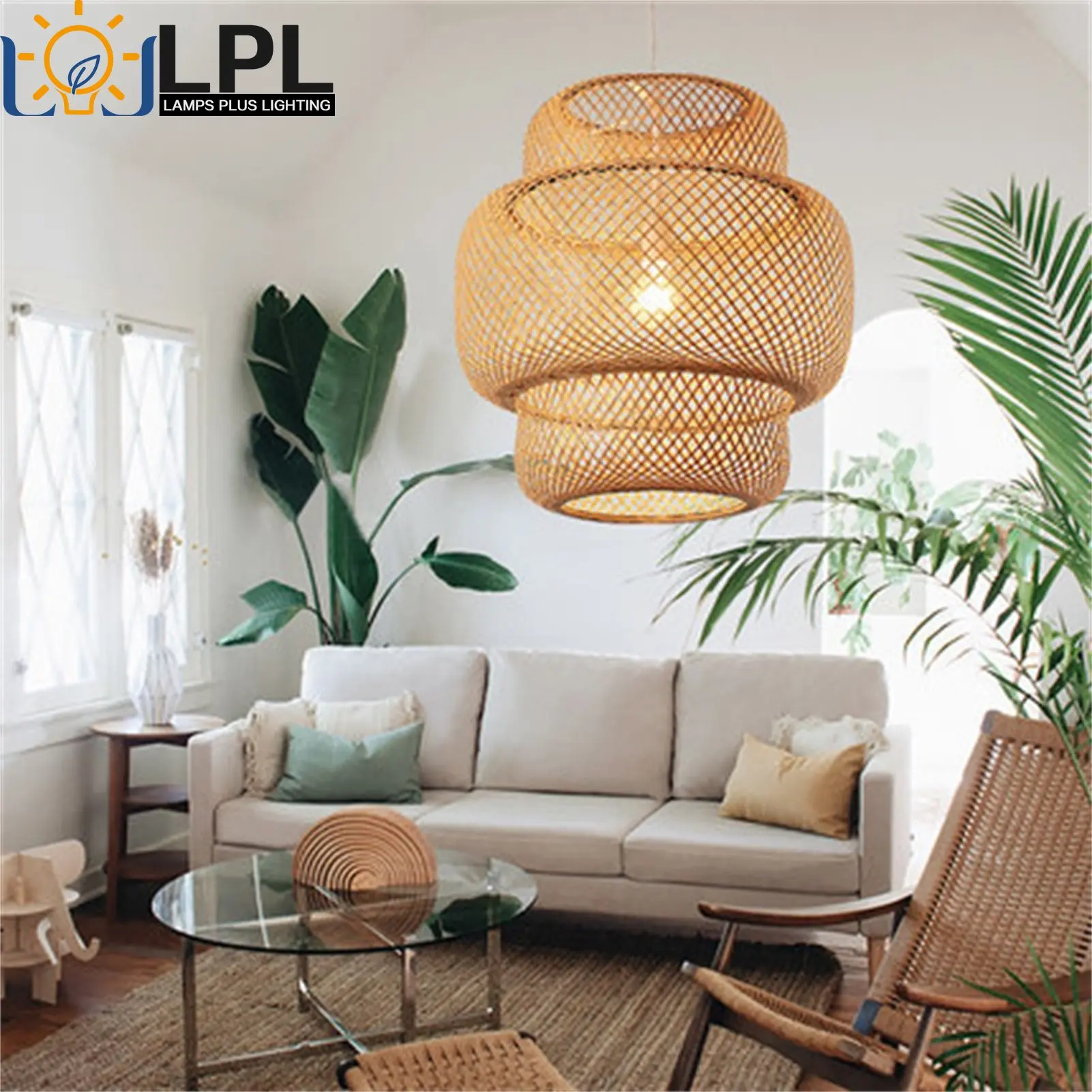 Modern Bamboo Hand Woven Bamboo Art Chandelier Dining Rroom Bamboo Lantern Chandelier Bedroom Dining Room Lamp