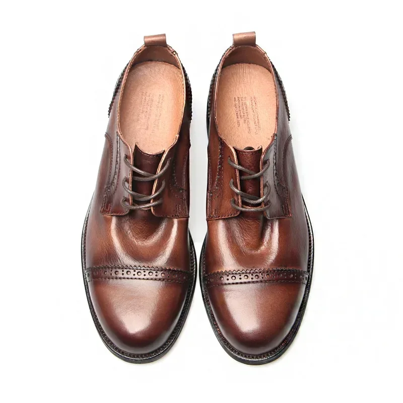 Luxury Brand Men Dress Formal Shoes Fashion Vintage Business Casual Genuine Leather Oxford Shoes for Men Soft Moccasins