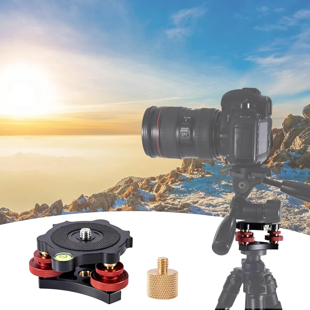A25P Tripod Leveling Base With 3/8 To 1/4 Bracket Adapter, Aluminum Alloy Camera Leveler For Macro-Panoramic Photography LP64
