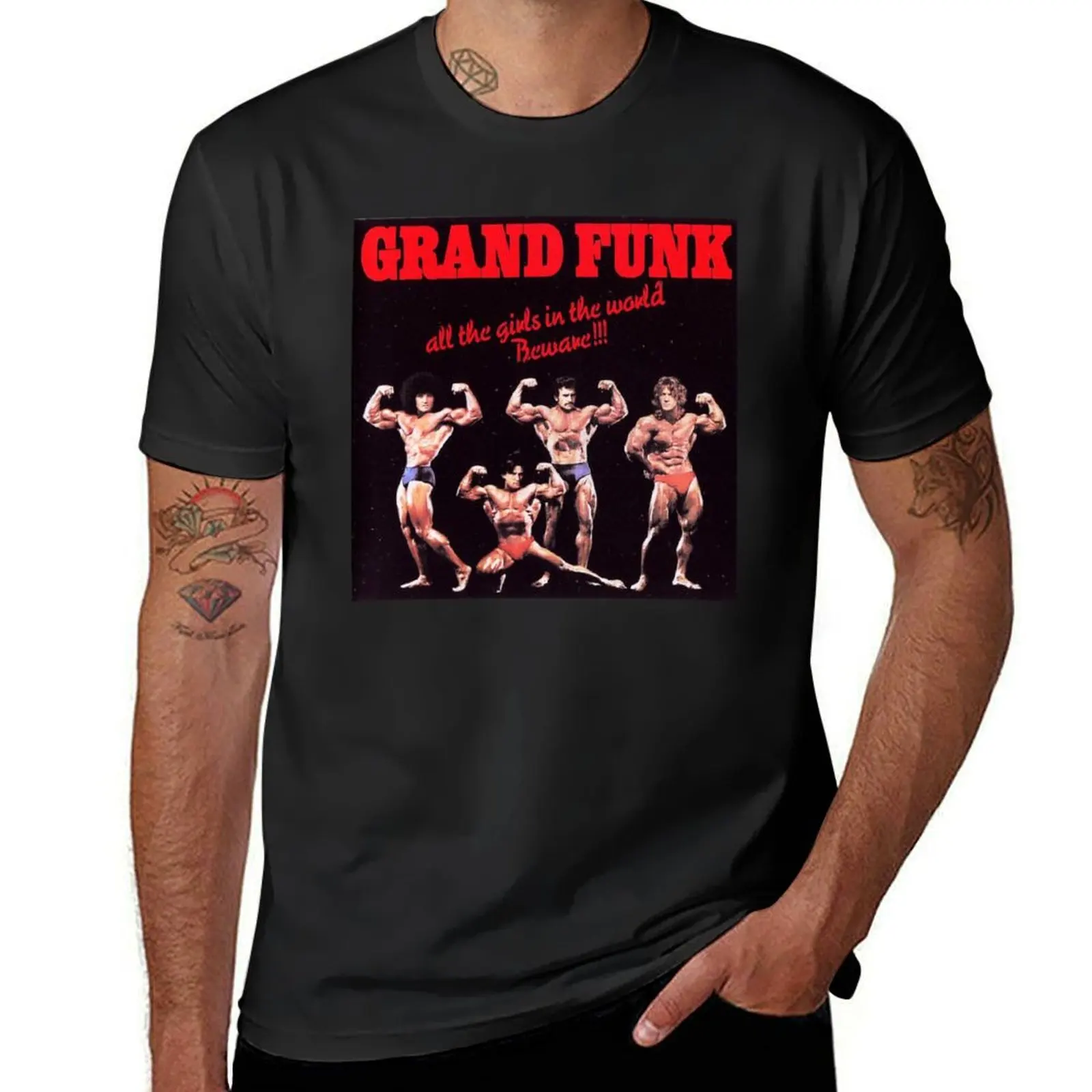 Grand Funk-Todas as Garotas do Mundo Cuidado, Cuidado com T-Shirt Masculina Simples, Secagem Rápida, Sublime, Algodão