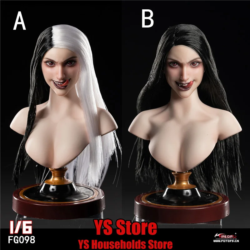 Fire Girl Toys 1/6 FG098 Black White Hair Witch Beauty Head Sculpt Star Ace Toys Queen Gorgo Curl Hair Model Toys For 12