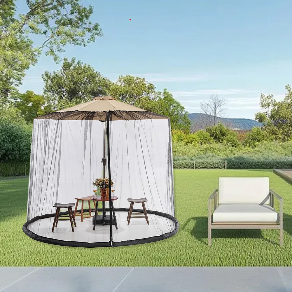 Adjustable Patio Screen Outdoor Screen Pest Protection Barrier Patio Cover Enclosure Water Fill Tube Zippered Entrance