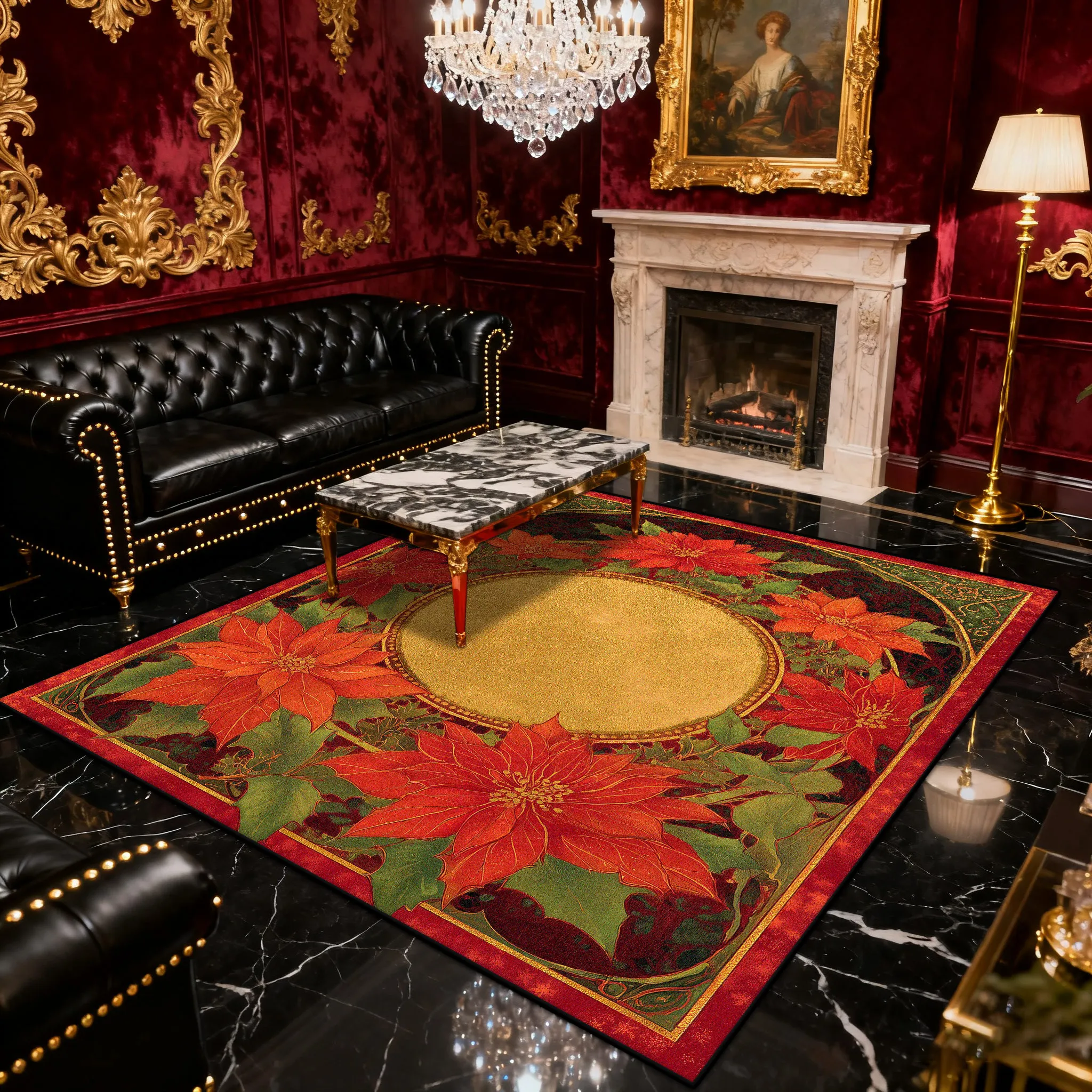 

Роскошные ковры с красным цветком для гостиной, настраиваемые мягкие коврики, декор для спальни, домашний скандинавский рождественский плюшевый нескользящий коврик для детей