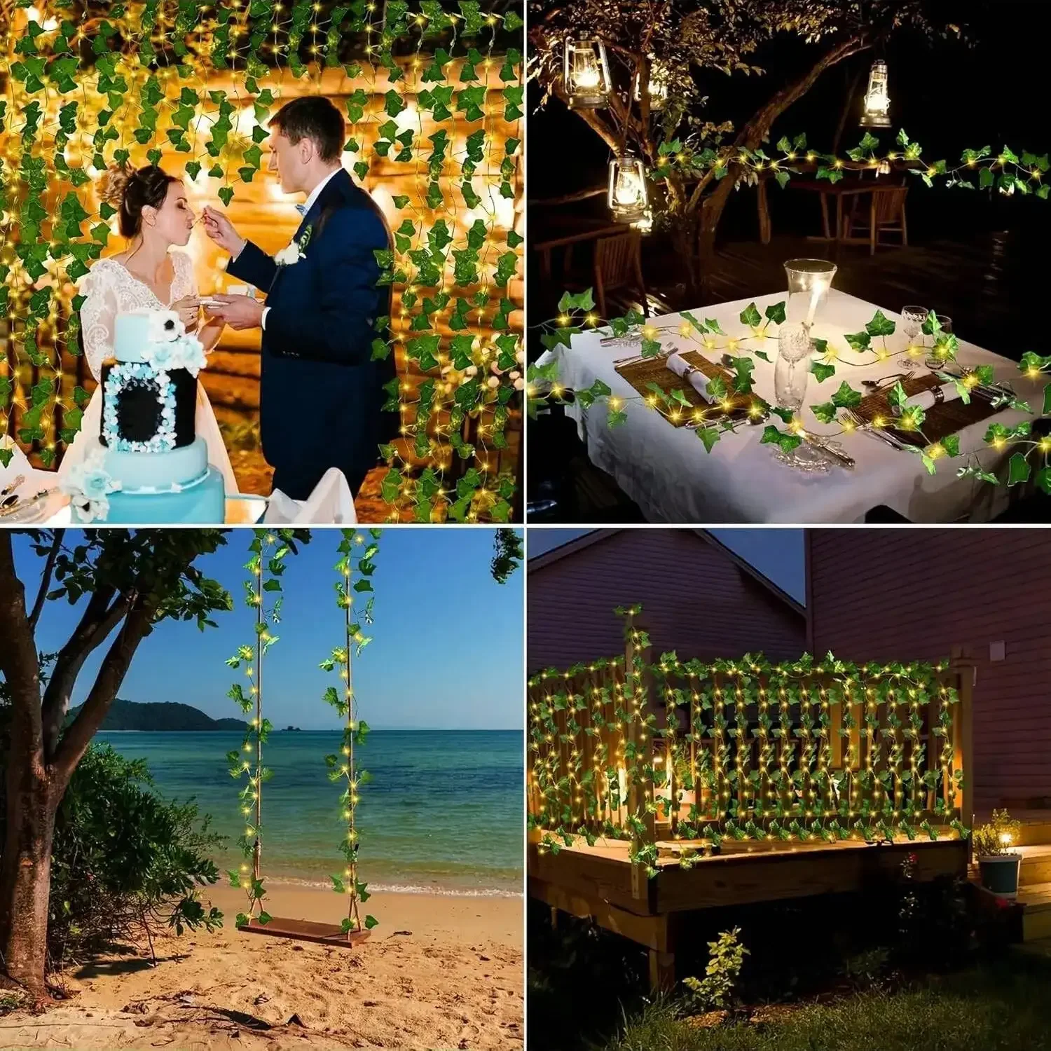 

LED Solar Artificial Garlands with String Light Fake Vines for Bedroom Decor Ivy Leaves Greenery Faux Hanging Plants Green
