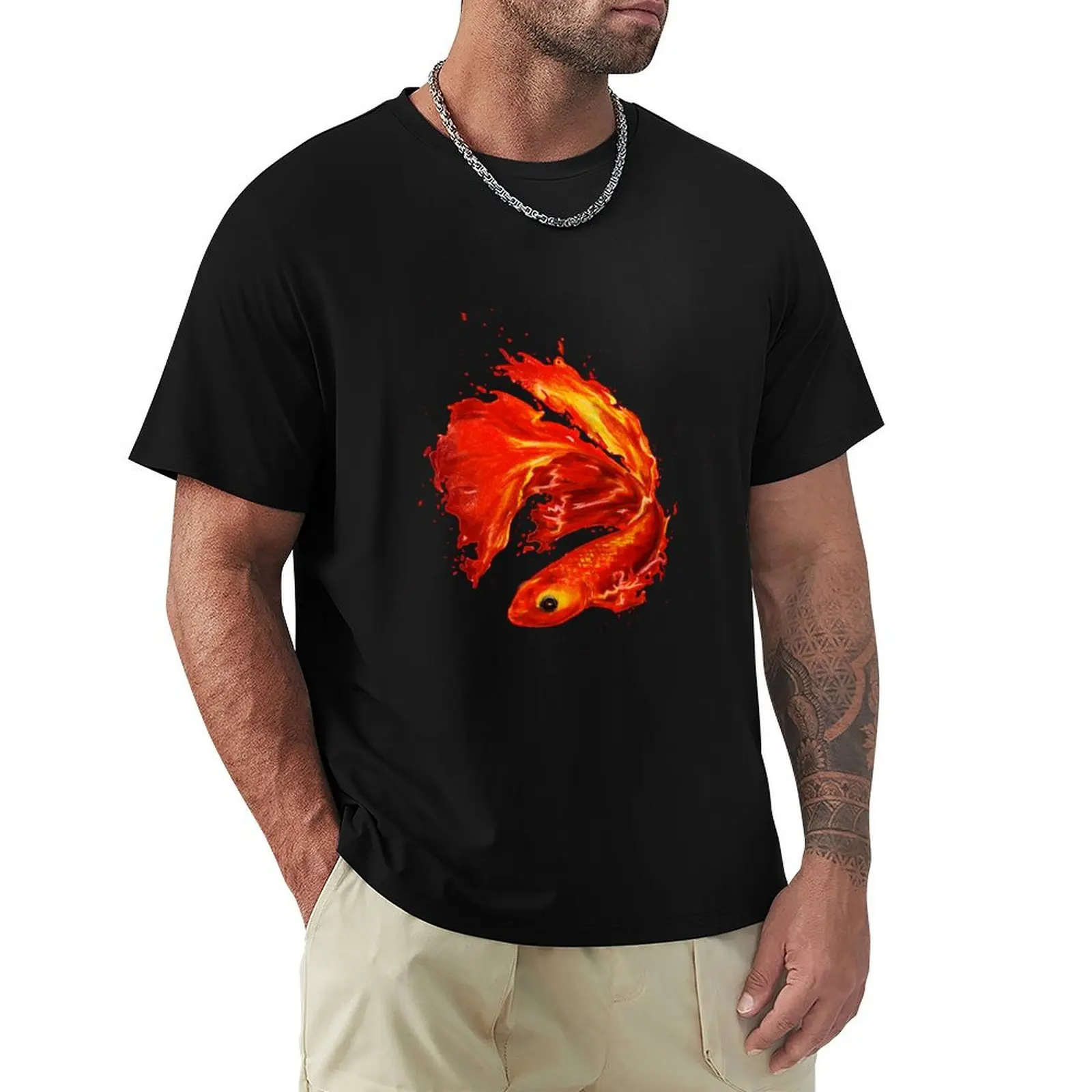 Molten Fire Fish T-Shirt Abstract Pattern Print Top