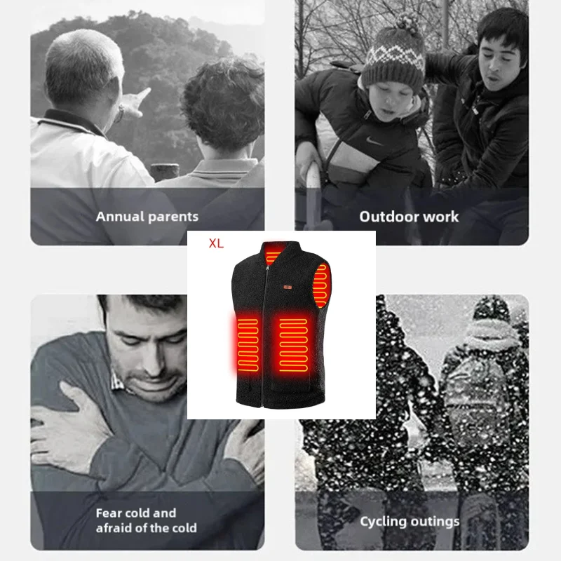 

Smart Heated Vest Electric Heated Cycling Jackets Washed Keep Warm Hiking Vest Winter Fishing Skiing Vest Heated Coats M-5XL