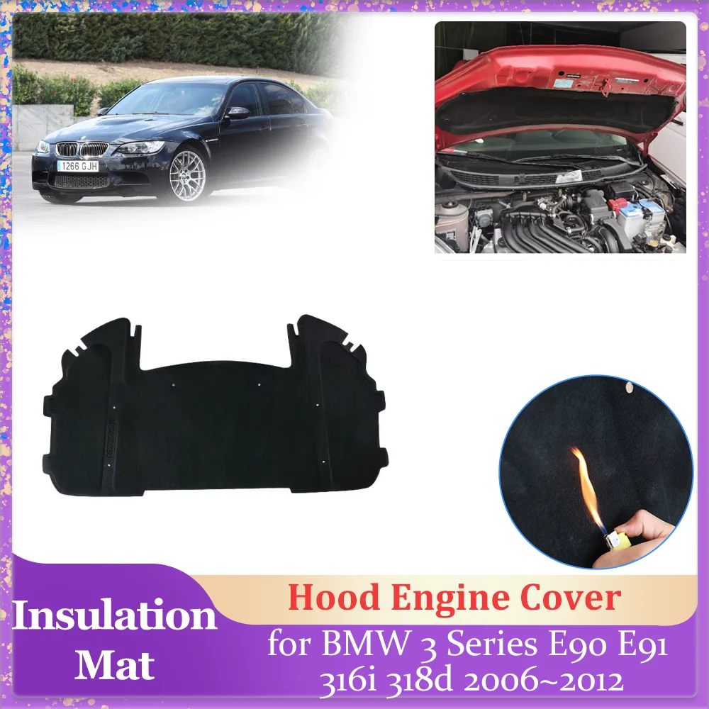 

Hood Insulation Pad for BMW 3 Series E90 E91 316i 318d 2006~2012 Engine Cover Liner Cotton Heat Soundproof Mat Part Accessories