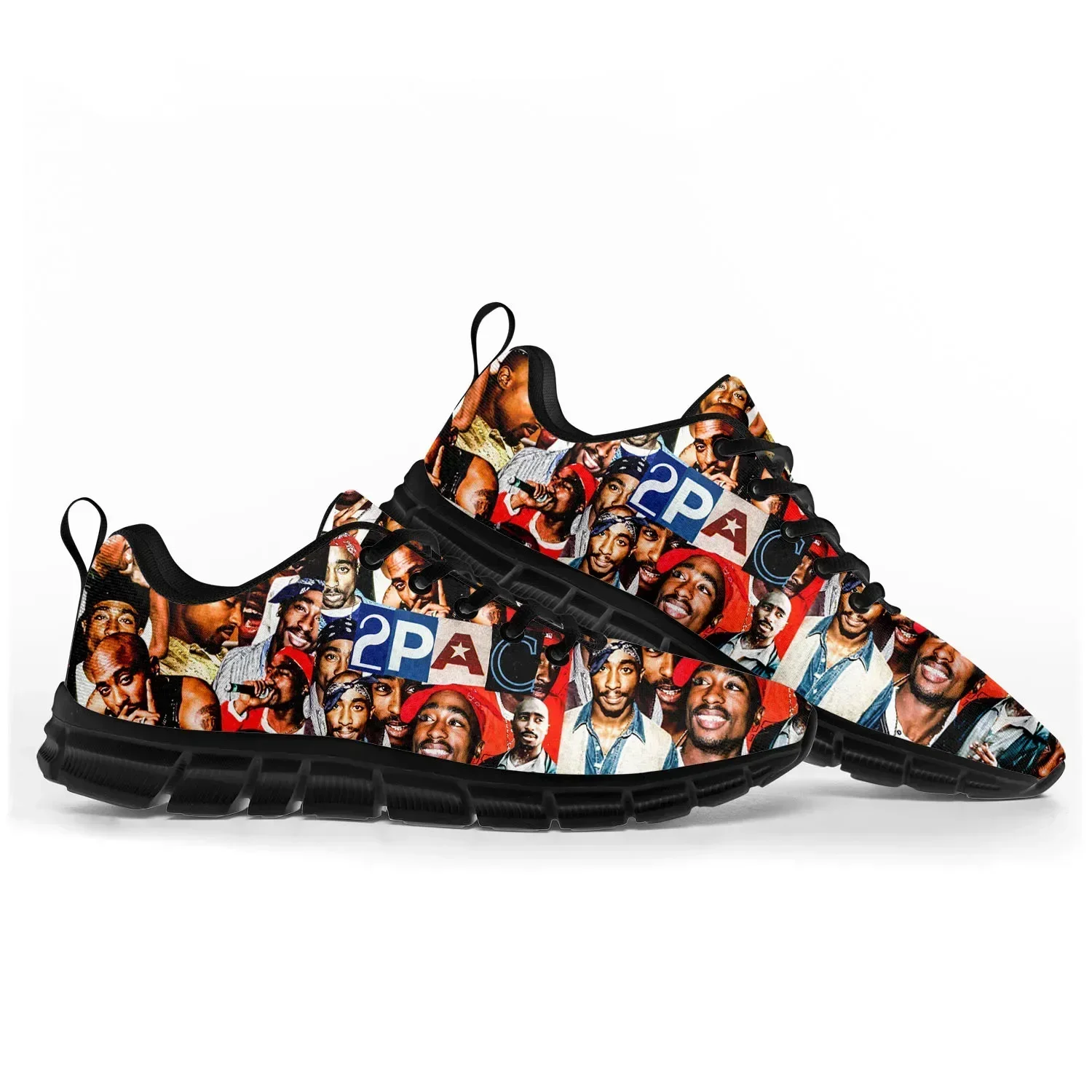 2Pac Hip Hop Rapper Tupac Pop Sports Shoes Mens Womens Teenager Sneakers Custom High Quality Couple Shoes Black