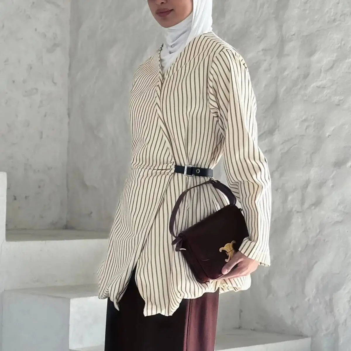 

KWTX Women's Shirt With V-neck, Tie-style, Fitted And Striped Checkered Design With Irregular Waistband.spring 2025 High-quality