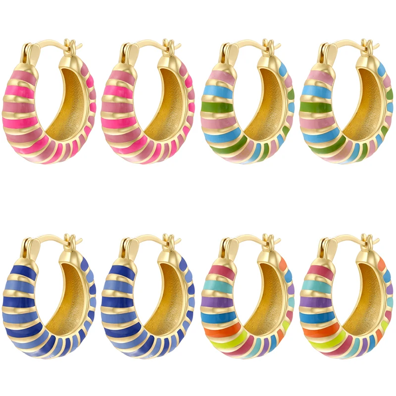 ZHUKOU 4 colorful candy colored round sweet women's earrings, women's birthday party gift 1 pair: VE1515