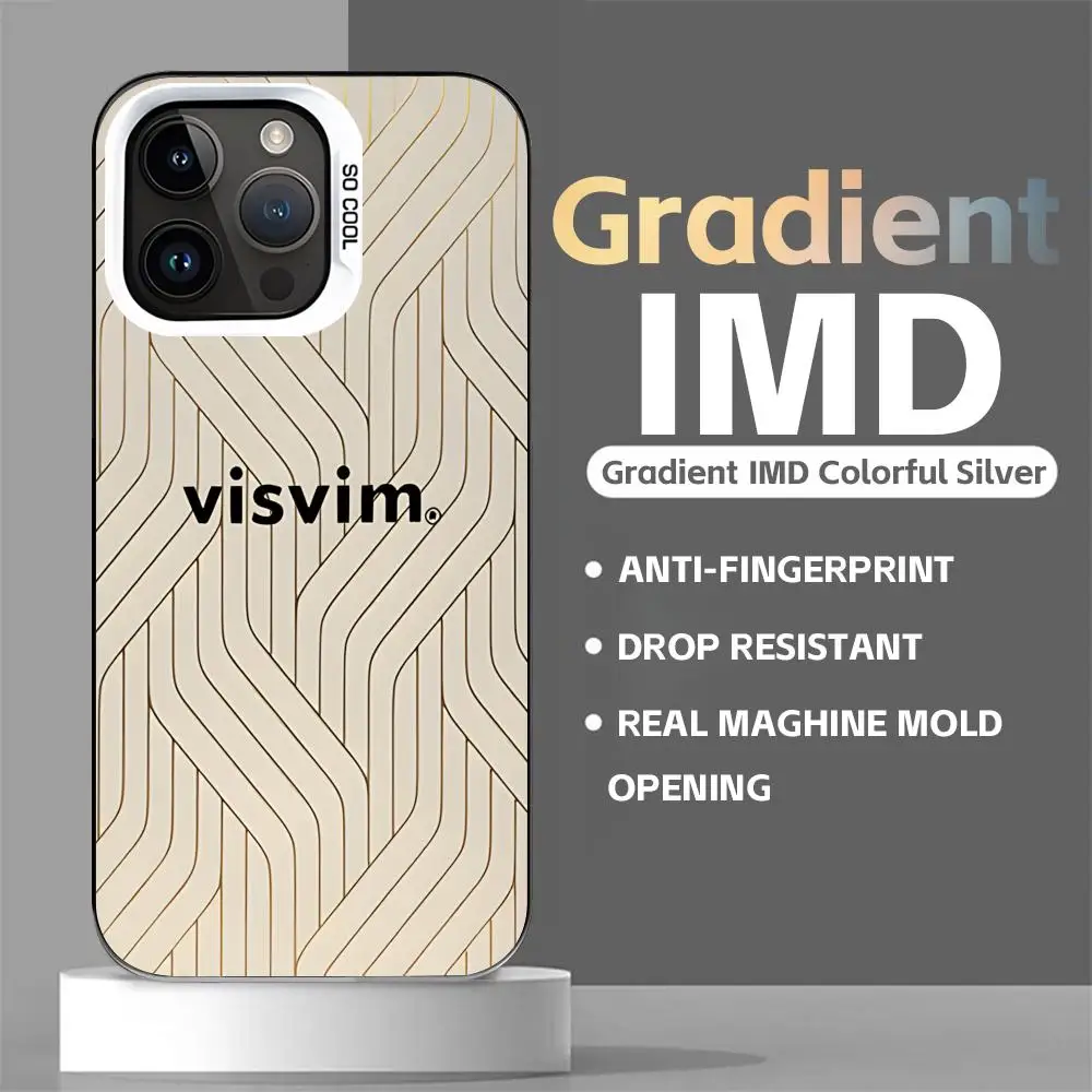 العلامة التجارية visvim designS جراب هاتف متدرج IMD ملون فضي مناسب لهاتف iPhone17 16 15 14 13 12 11Pro Max