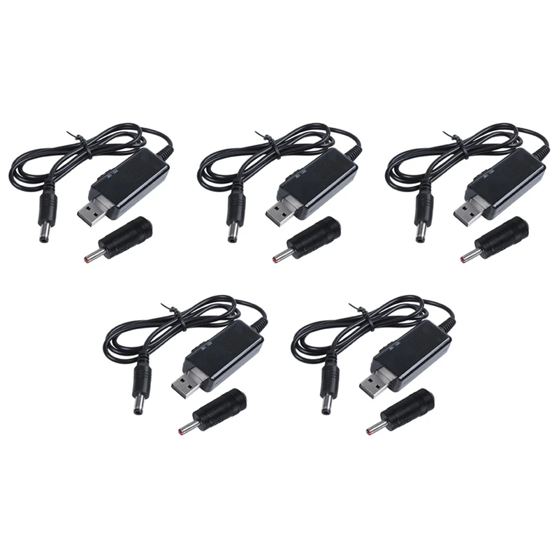 

5X USB Boost Cable 5V Step Up To 9V 12V Adjustable Voltage Converter 1A Step-Up Volt Transformer DC Power Regulator