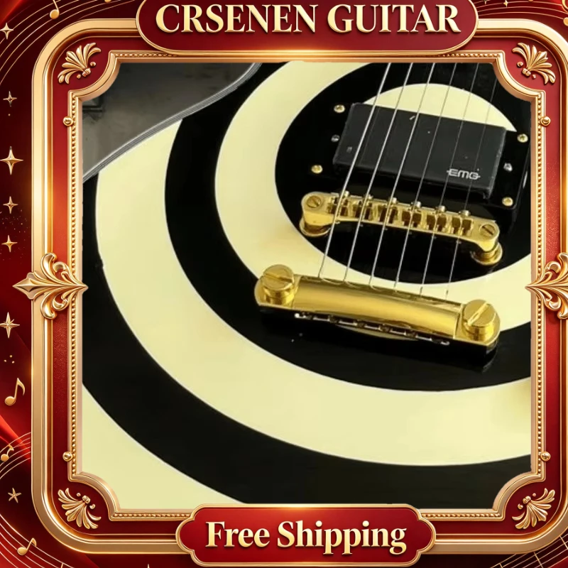 Free Shipping Cream Black Target Pattern LPASA Electric Guitar HH Pickups Gold Hardware Gift Beginner Birthday Rock Stage Show