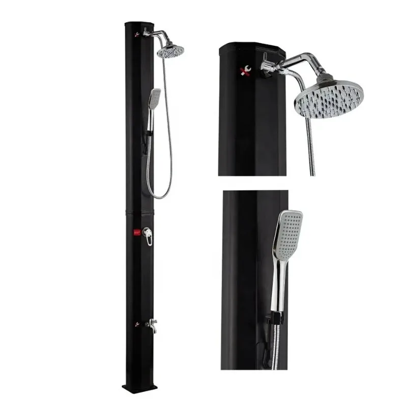 

35L easy to install two black brushed solar shower column solar heating solar shower belt