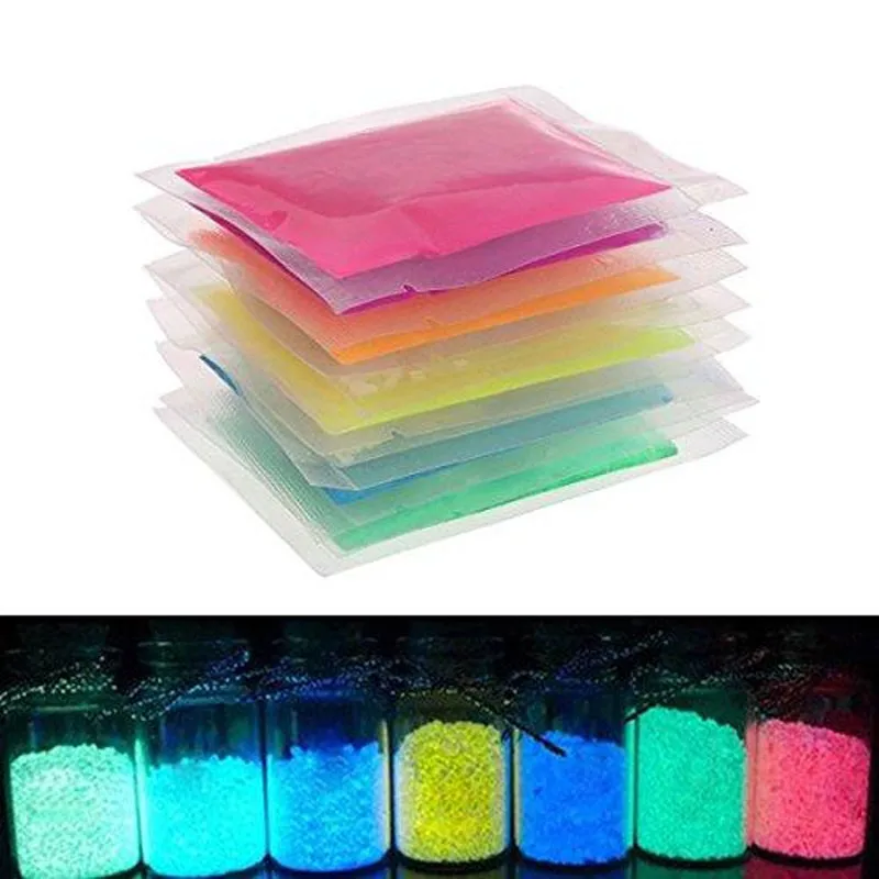 10g/Bag Fluorescent Powder Luminous Nail Glitter Glow In Dark Phosphor Neon Dust Long-Lasting Luminous Chrome Pigment for Nails