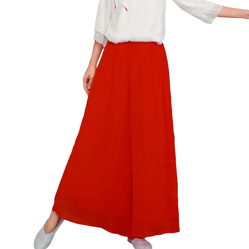 1PC Double-layered Wide Leg Pants Pants Trousers Chiffon Pants Polyester Breathable Women High Waist Loose