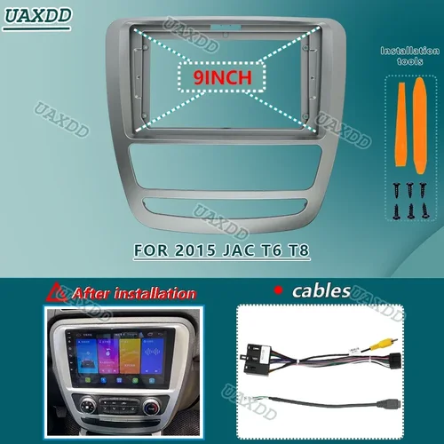 PARA 2015 JAC T6 T8 9 pulgadas Radio de coche Android DVD pantallas de audio estéreo GPS reproductor de CD cables de tablero de navegación marco de arnés