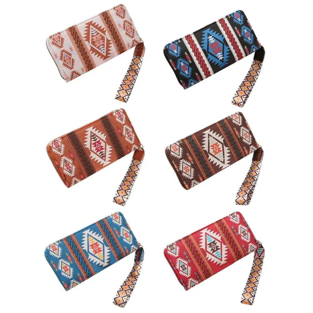

Bohemian Style Long Wallet PU Leather Large Capacity Coin Purse Waterproof Multi Card Slots Storage Bags