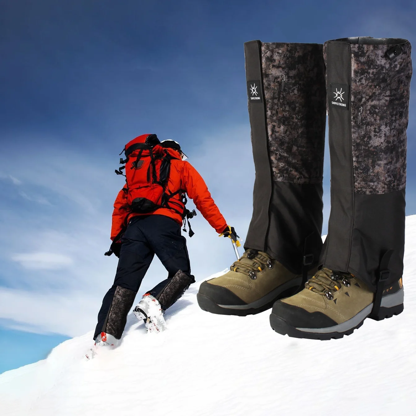 A Pair/2 Brand Professional Leg Gaiters, Unisex Outdoor Skiing Snowshoes for Desert Hiking, Snowproof and Sandproof
