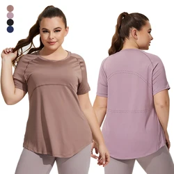 Women T Shirt Plus Size Short Sleeve Gym Shirt Curvy Women Yoga Workout Top 4XL Running Fitness Casual T Shirt Women Loungewear