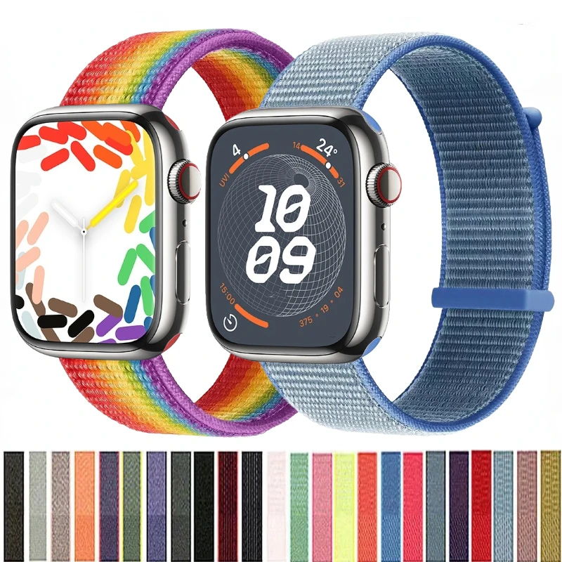 Nylon Loop Braided Strap for Apple Watch Ultra/2/3 10 11 42/46mm 9 8 7 45/41mm Bracelet Wristband for iWatch 6 5 SE 44/40mm Band