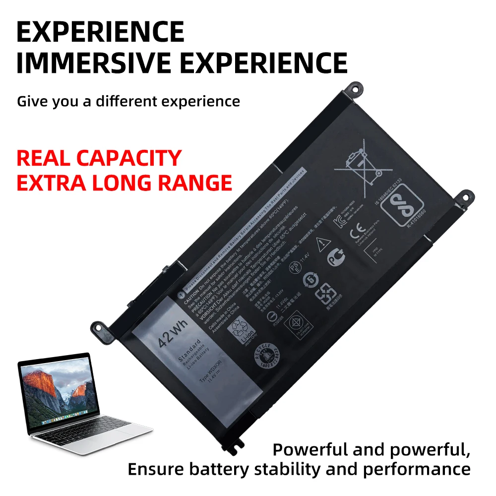 New WDXOR 11.4V 42WH Laptop Battery For Dell Inspiron 13 5000 5368 5378 5379 7378 7368 14 7460 7472 0FC92N 03CRH3 0T2JX4 P74G WD
