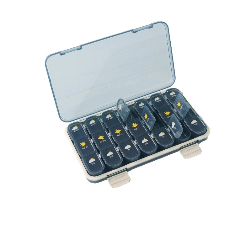 

21 grids 28 grids, morning, middle and evening large-capacity portable, sealed and moisture-proof sub-packaging plastic