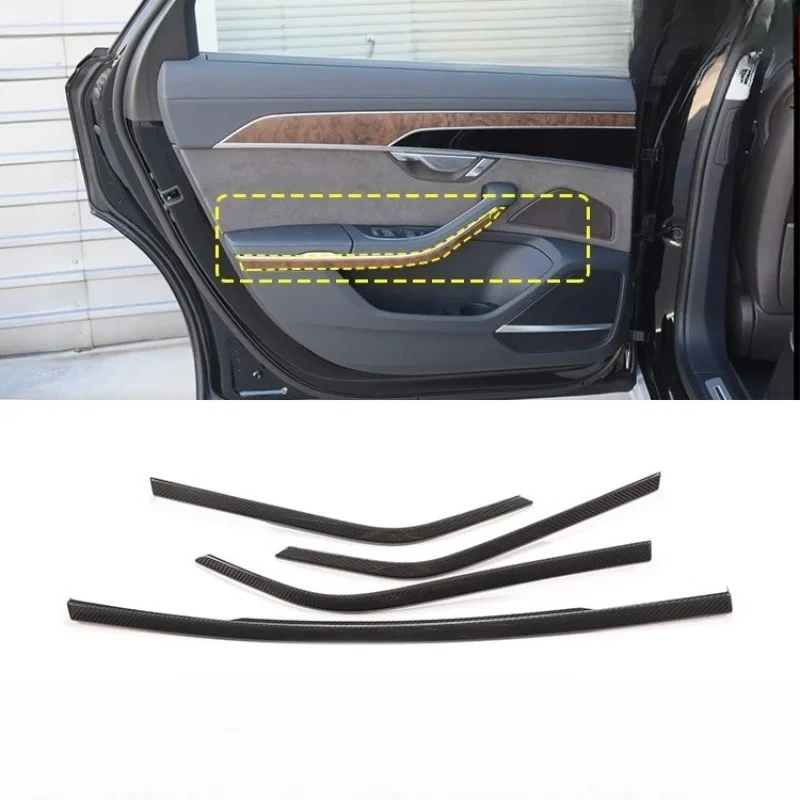 

For Audi A8 Real Carbon Fiber 2018-2021 Interior Inner Door Armrest Decorative Cover Modification Decorative Accessories
