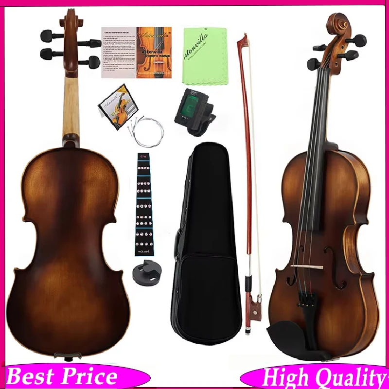 

Violin 4/4 3/4 Acoustic Retro Color Solid Wood Violin Spruce Maple Fiddle Stringed Instrument Beginner With Bow Case Strings
