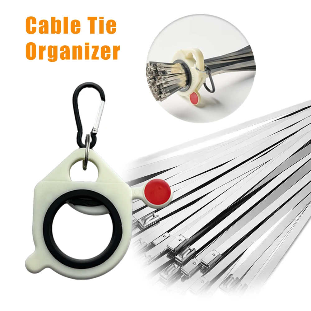 

304 Stainless High Temperature Resistant White Steel Cable Retainer Tie Wires Snap Fasteners+Cable Tie Organiser
