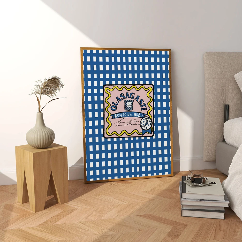 البرتغالية السردين القماش القطني Anchovies المشارك قماش اللوحة خمر جدار الفن للمطبخ غرفة المعيشة ديكور المنزل