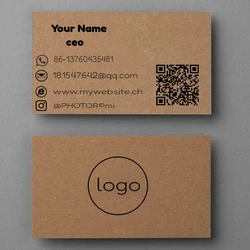 100/200/500pcs Thickend Custom Business Card Printing 300gsm Kraft Paper Name Card Personalized High-end Printing