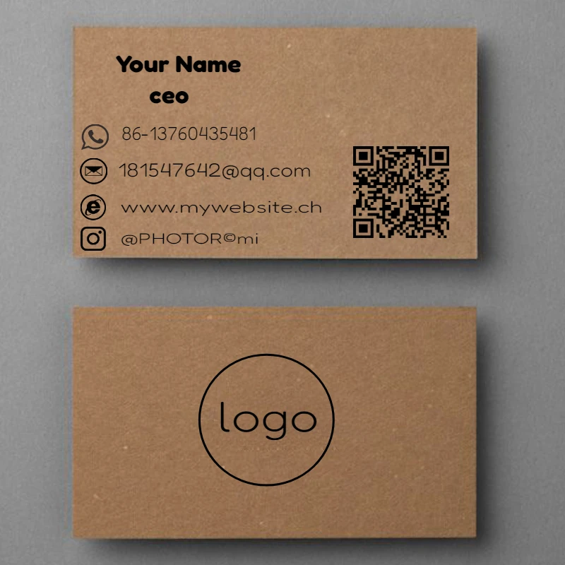 100/200/500pcs Thickend Custom Business Card 450gsm Kraft Paper Name Card Personalized High-end Printing