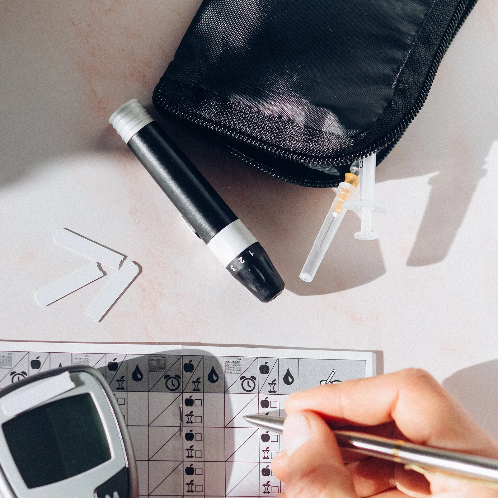 السكري المنظم الحقيبة المحمولة الجلوكوز متر حقيبة مقاوم للماء حقيبة للتخزين لمرض السكري لوازم 15.5x11 سنتيمتر الأسود السفر الناقل