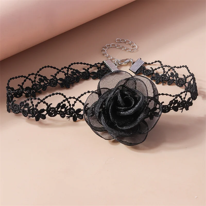 Aihua Gothic Kurze Spitzen-Choker-Halskette für Frauen und Mädchen, Schwarz, Modische Romantische Halskette, Geschenk für Partys, Großhandel Halskette – Detail 19
