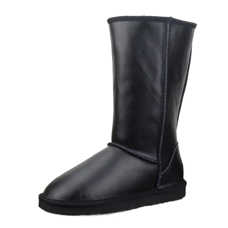 High Quality Waterproof Genuine Leather Snow Boots Women Fashion Thick Plush Warm Winter Boots Australian Classic Long Boots