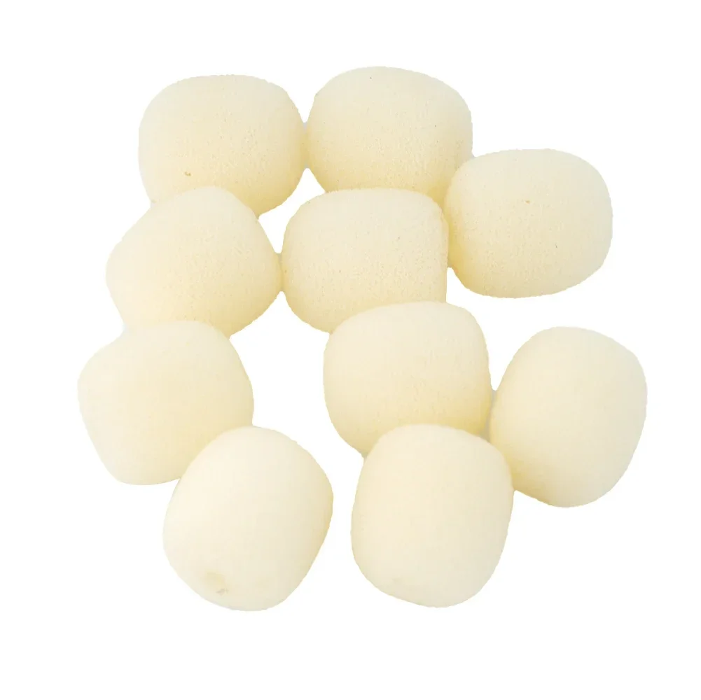 10Pcs Headset Microphone Foam Cover Windscreen Sponge Covers Microphone Cover For Gaming Headset Headworn Mic Beige Replacemence