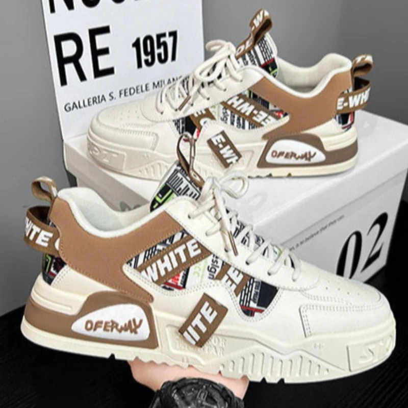 Zapatillas de cuero informales a la moda, nuevos zapatos de skate para hombre, calzado deportivo para correr al aire libre, calzado de lujo con plataforma para senderismo y tenis, nuevo