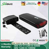 LG/DC 18650 Rear Rack eBike Battery with Luggage Rack 36V 15Ah 17.5Ah 48V 12Ah Electric Bike Bateria for 250-1000W Bafang Motor
