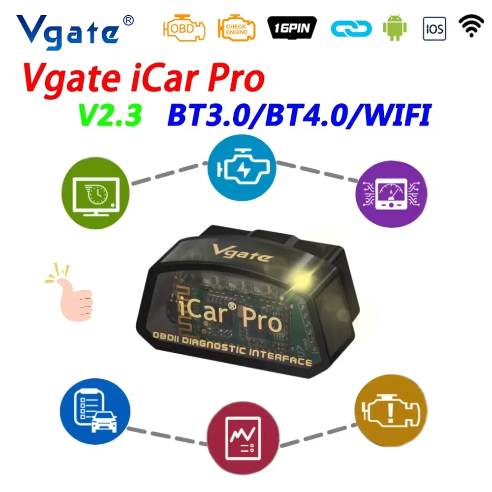 

Vgate iCar Pro elm327 V2.3 OBD 2 OBD2 Автомобильный диагностический инструмент WIFI Bluetooth 4.0 для IOS Scan Tool ODB2 Автоматический сканер PK ELM 327 V1 5