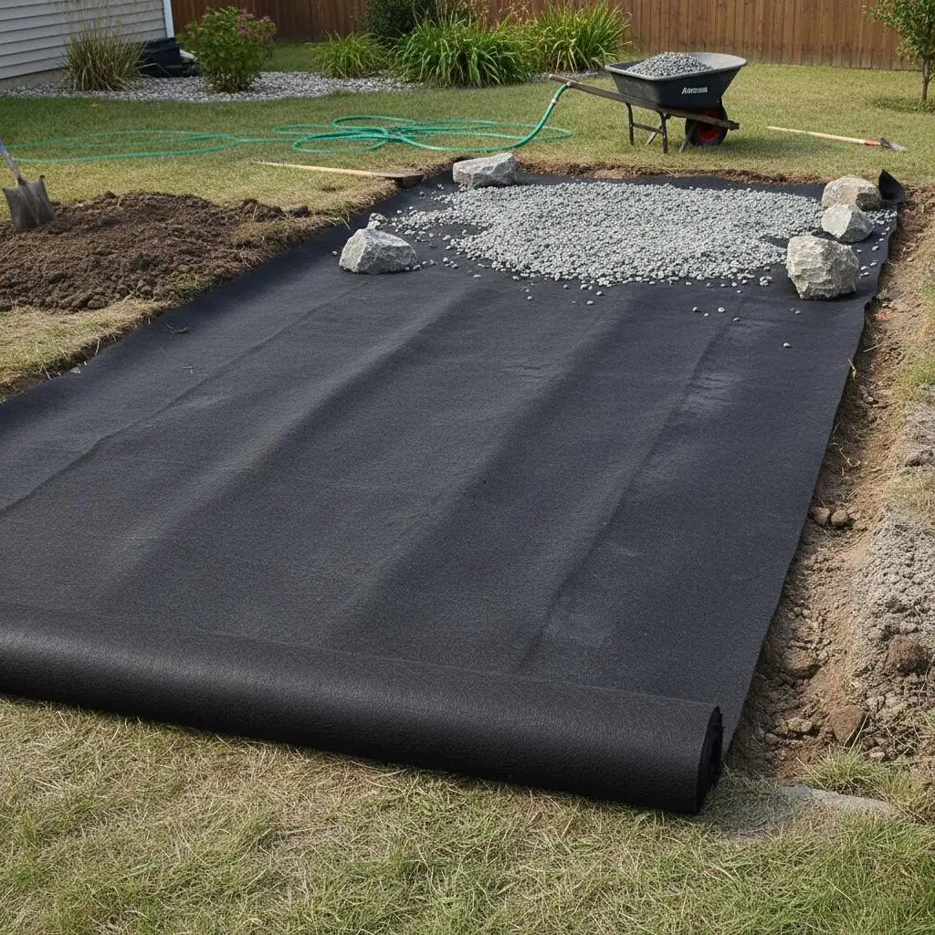 

Geotextile Membrane 15x20FT For Landscaping French Drains Ground Cover 4OZ Heavy Duty Weed Barrier Non Woven Permeable Draina
